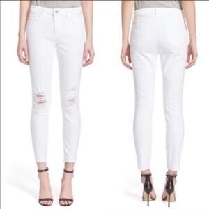L'Agence Margot High Rise Skinny Leg Jeans Blanc White Distressed 24 / 0 Resort